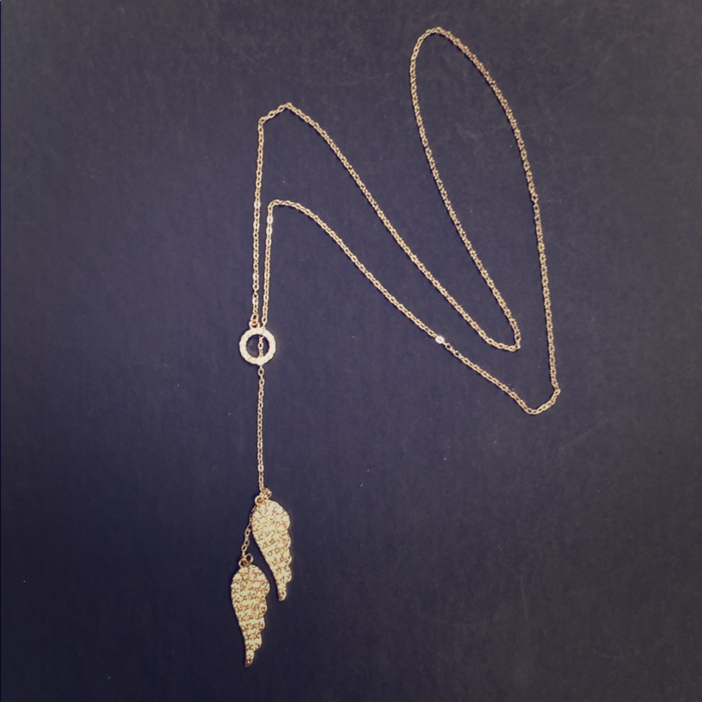 Rhinestone Wings Lariat style necklace